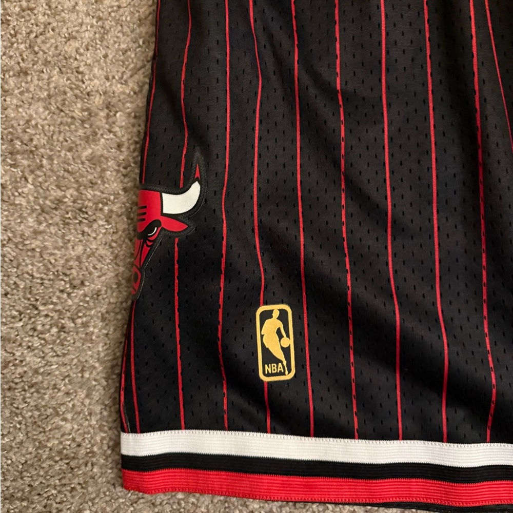 Mitchell & Ness Black and Red Chicago Bulls Athletic Shorts - Picture 2 of 4